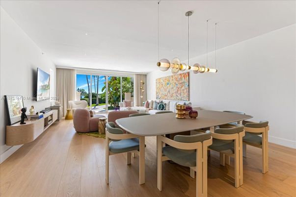 Dining room, Interior, Living room, Pendant Lights, Wood Texture Flooring