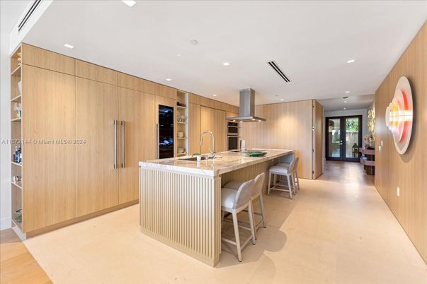Interior, Kitchen, Recessed Lighting, Stainless Steel Appliances, Wooden Walls
