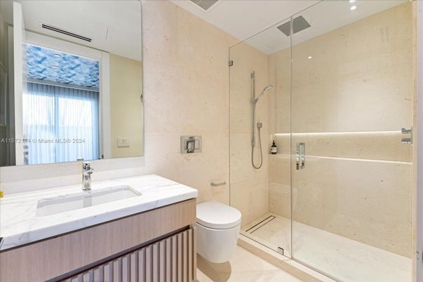 Bathroom, Glass Shower, Interior, Recessed Lighting
