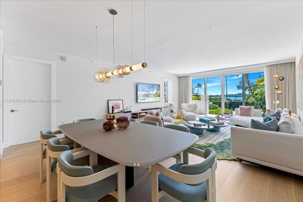 Dining room, Interior, Living room, Pendant Lights, Wood Texture Flooring