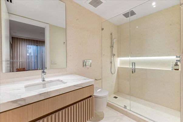 Bathroom, Glass Shower, Interior, Recessed Lighting