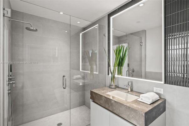 Bathroom, Glass Shower, Interior, Recessed Lighting