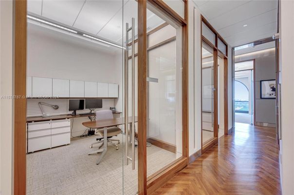 Home Office, Interior, Recessed Lighting, Wood Texture Flooring