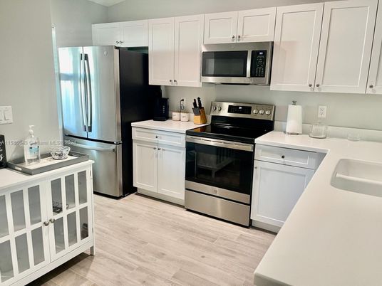 Interior, Kitchen, Stainless Steel Appliances, Wood Texture Flooring