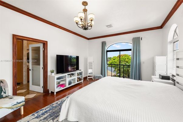 Bedroom, Chandelier, Interior, Wood Texture Flooring