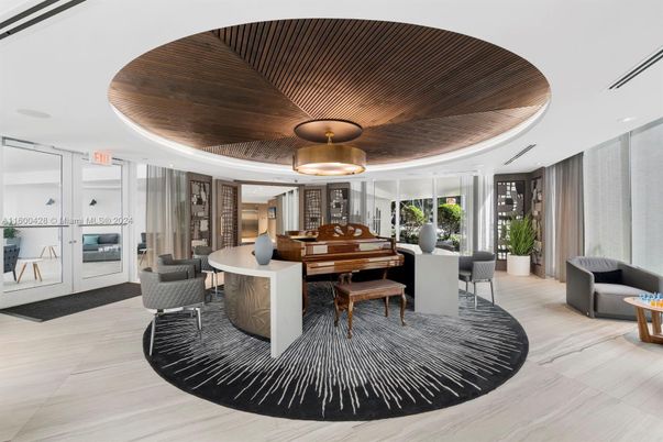 Dining room, Interior, Living room, Pendant Lights, Piano, Recessed Lighting, Wooden Ceilings