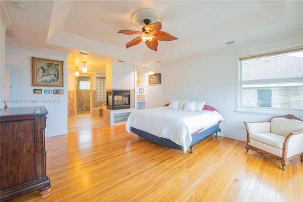 Bedroom, Fireplace, Interior, Wood Texture Flooring