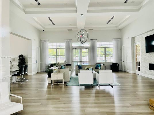 Chandelier, Fireplace, Interior, Living room, Recessed Lighting, Wood Texture Flooring