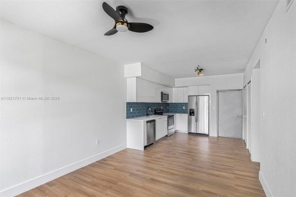 Interior, Kitchen, Stainless Steel Appliances, Wood Texture Flooring