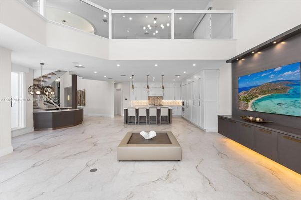 Interior, Kitchen, Marble, Pendant Lights, Recessed Lighting