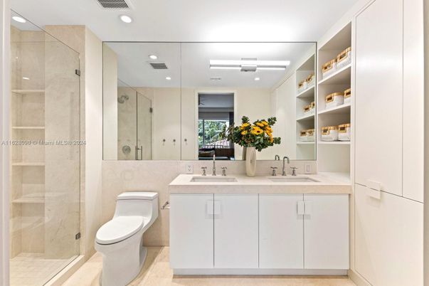 Bathroom, Dual Sink Vanities, Glass Shower, Interior, Recessed Lighting