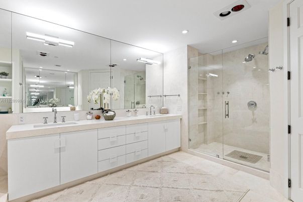 Bathroom, Dual Sink Vanities, Glass Shower, Interior, Recessed Lighting