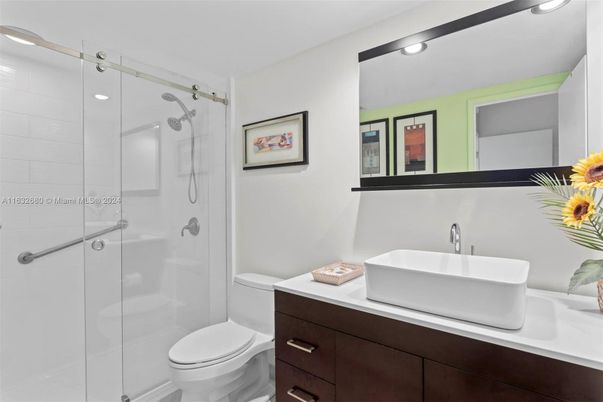 Bathroom, Glass Shower, Interior, Recessed Lighting