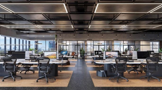 Home Office, Interior, Pendant Lights, Wood Texture Flooring