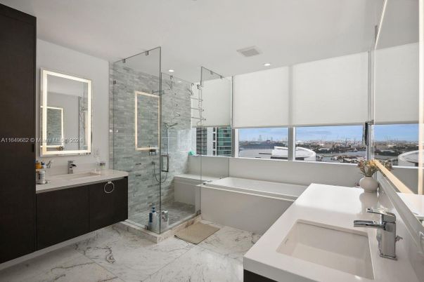 Bathroom, Dual Sink Vanities, Glass Shower, Interior, Marble, Recessed Lighting