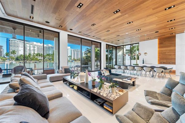 Dining room, Interior, Living room, Recessed Lighting, Wooden Ceilings