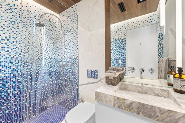 Bathroom, Glass Shower, Interior, Marble Walls