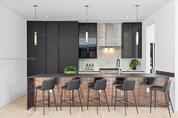 Interior, Kitchen, Pendant Lights, Recessed Lighting, Wood Texture Flooring