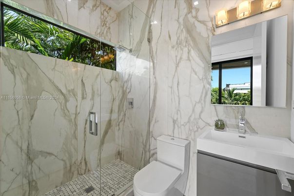 Bathroom, Glass Shower, Interior, Marble Walls