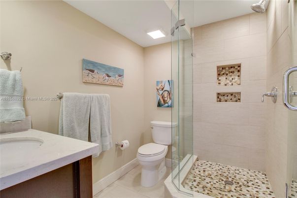 Bathroom, Glass Shower, Interior, Recessed Lighting