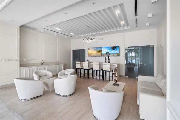 Interior, Living room, Pendant Lights, Recessed Lighting, Wood Texture Flooring