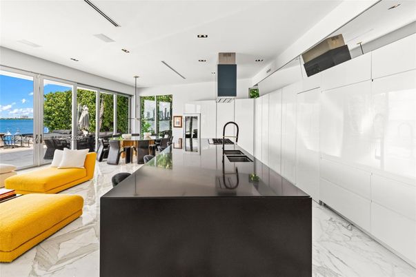 Dining room, Interior, Kitchen, Living room, Marble, Pendant Lights, Recessed Lighting, Water