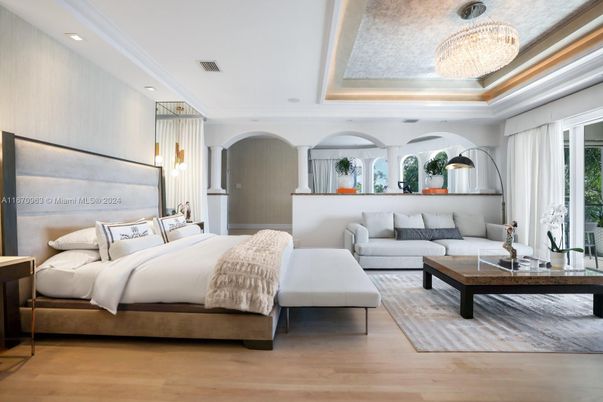 Bedroom, Chandelier, Interior, Living room, Pendant Lights, Recessed Lighting, Wood Texture Flooring