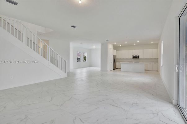 Interior, Kitchen, Marble, Recessed Lighting, Stainless Steel Appliances
