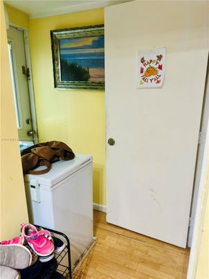 Interior, Washer, Wood Texture Flooring