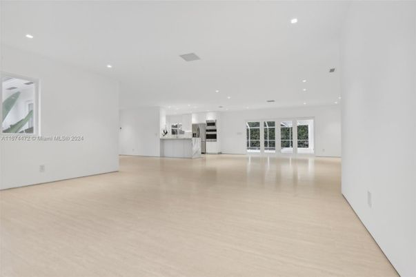 Empty room, Interior, Kitchen, Recessed Lighting, Stainless Steel Appliances