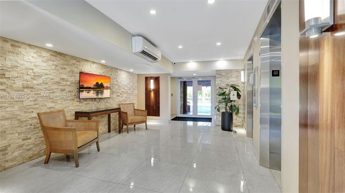Elevator, Interior, Recessed Lighting, Stone Walls
