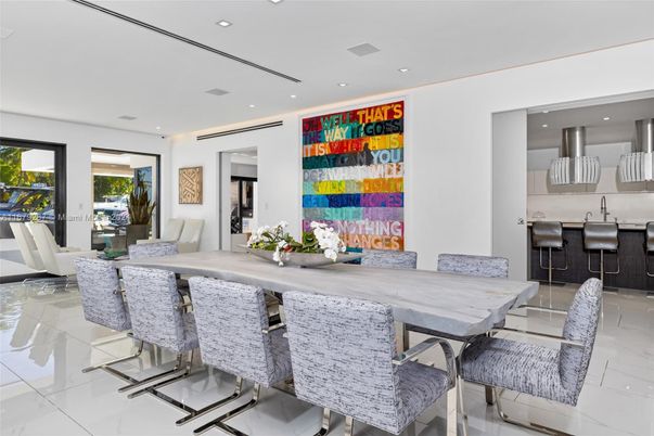 Dining room, Interior, Marble, Recessed Lighting