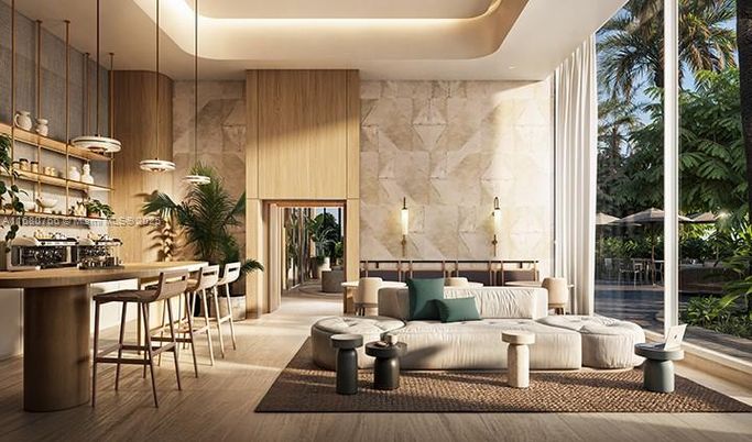Interior, Marble Walls, Pendant Lights, Wood Texture Flooring
