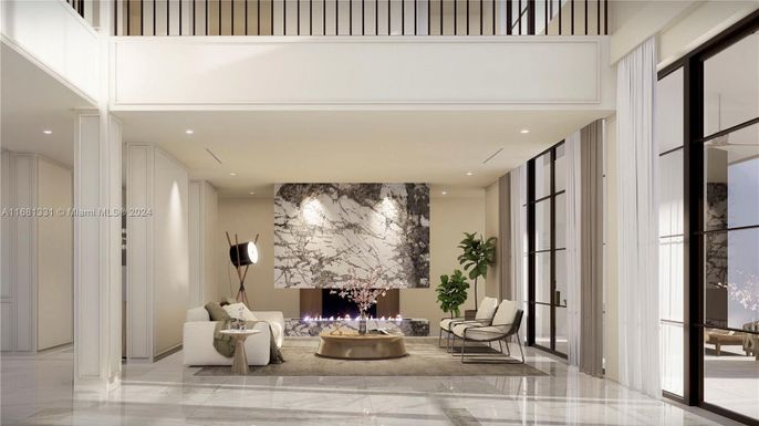 Fireplace, Interior, Marble, Recessed Lighting