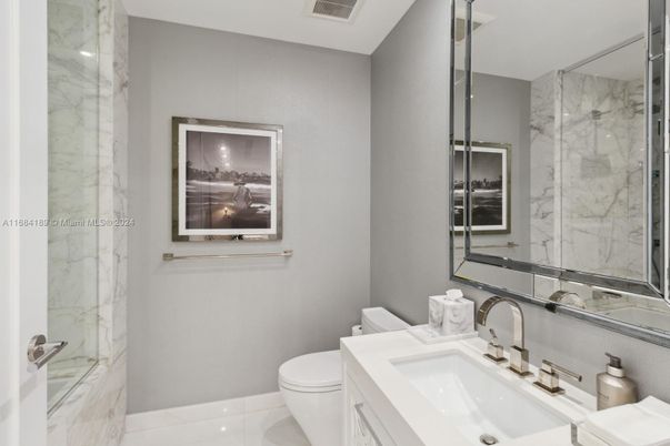 Bathroom, Glass Shower, Interior, Marble Walls