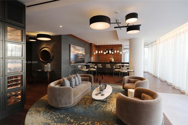 Dining room, Interior, Living room, Pendant Lights, Recessed Lighting, Wood Texture Flooring