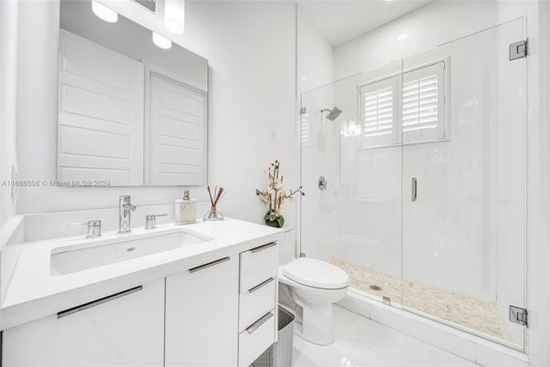Bathroom, Glass Shower, Interior, Recessed Lighting