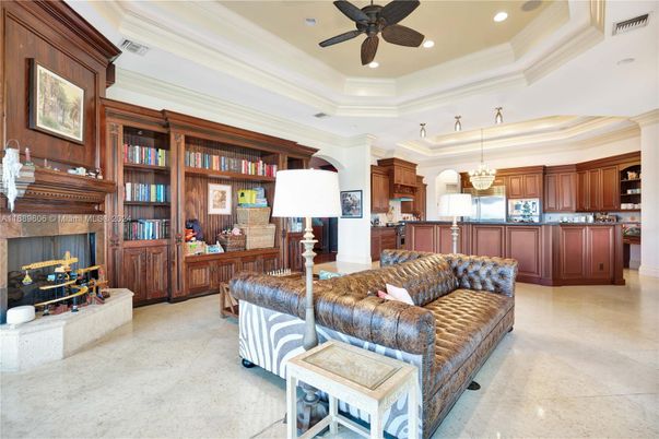 Chandelier, Fireplace, Interior, Kitchen, Living room, Pendant Lights, Recessed Lighting