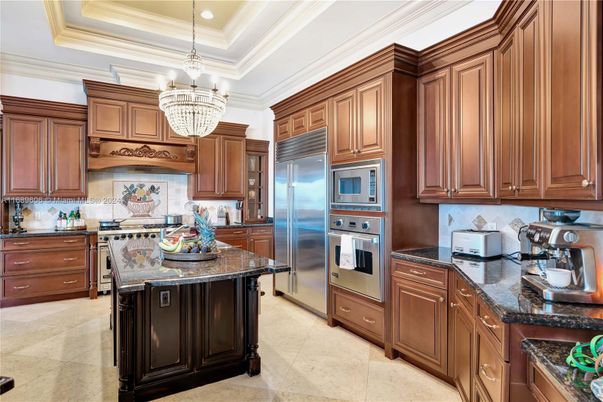 Chandelier, Interior, Kitchen, Stainless Steel Appliances
