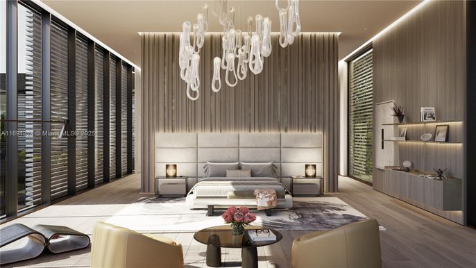 Bedroom, Chandelier, Interior, Living room, Recessed Lighting, Wood Texture Flooring