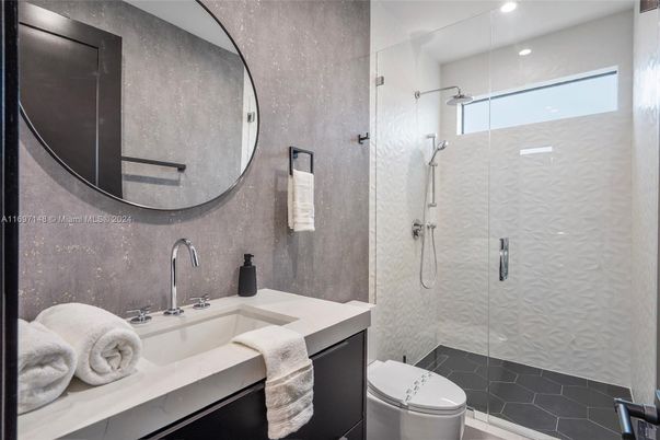 Bathroom, Glass Shower, Interior, Recessed Lighting
