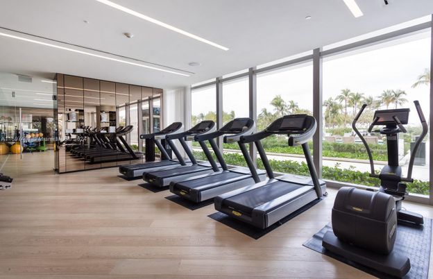 Fitness Equipment, Gym, Interior, Recessed Lighting, Wood Texture Flooring