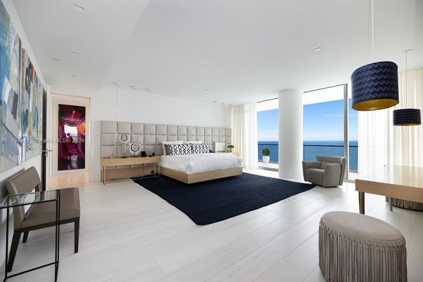 Bedroom, Interior, Recessed Lighting, Water, Wood Texture Flooring