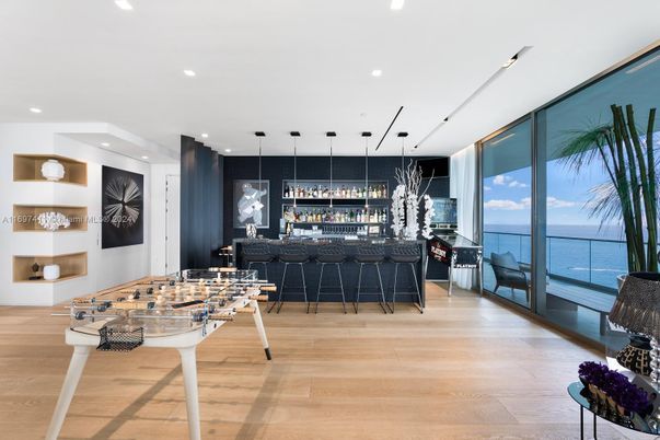 Game Room, Interior, Pendant Lights, Recessed Lighting, Water, Wood Texture Flooring