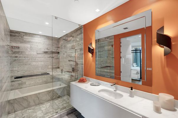Bathroom, Glass Shower, Interior, Recessed Lighting