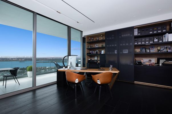 Home Office, Interior, Recessed Lighting, Water, Wood Texture Flooring