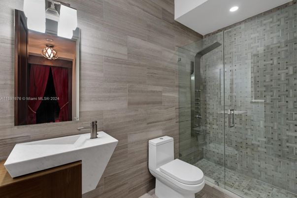 Bathroom, Glass Shower, Interior, Recessed Lighting
