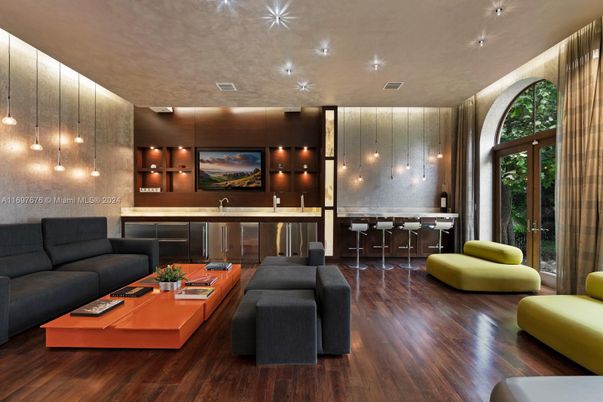 Interior, Living room, Pendant Lights, Wood Texture Flooring