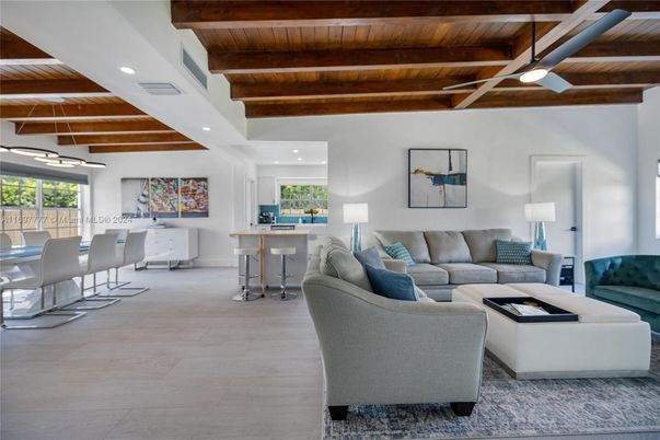 Dining room, Interior, Kitchen, Living room, Recessed Lighting, Wooden Beams, Wooden Ceilings, Wood Texture Flooring