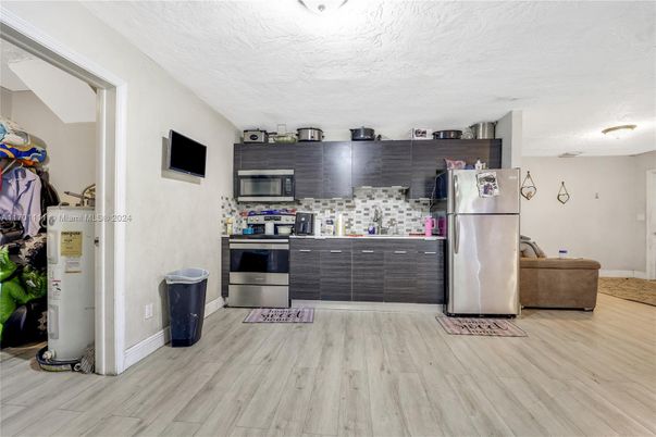 Interior, Kitchen, Stainless Steel Appliances, Wood Texture Flooring